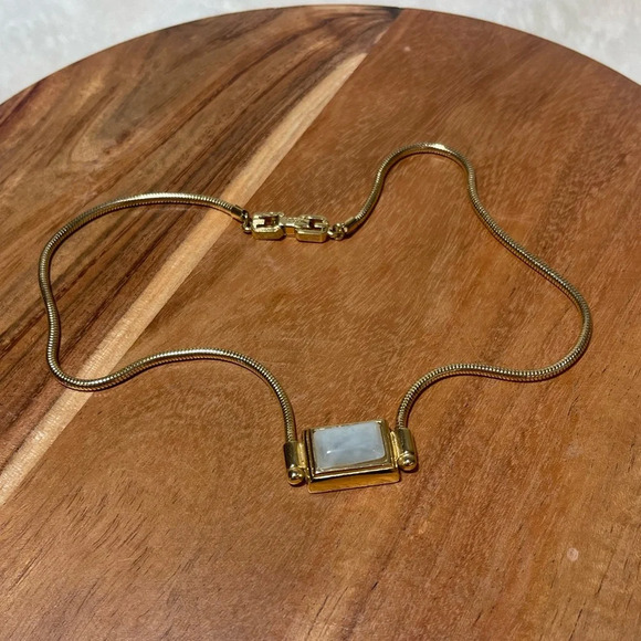 Vintage Givenchy Gold Necklace Blue Stone - Picture 2 of 9